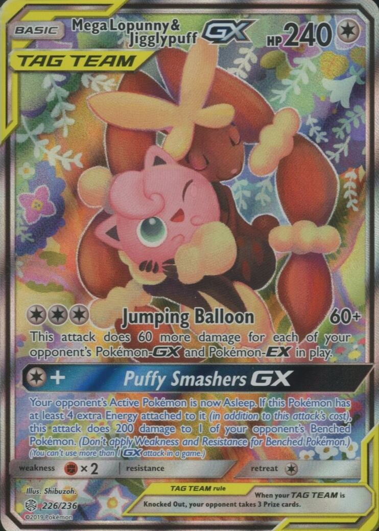 Mega Lopunny & Jigglypuff GX 2019 Sun & Moon: Cosmic Eclipse #226/236 Holo  (Alternate Full Art) Price Guide - Sports Card Investor