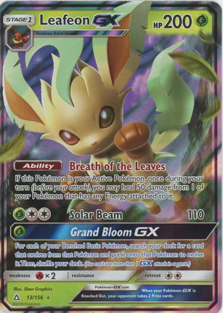 leafeon gx pokemon card value Leafeon GX 13/156 Ultra Prism Ultra Rare Full Art Pokemon TCG Card