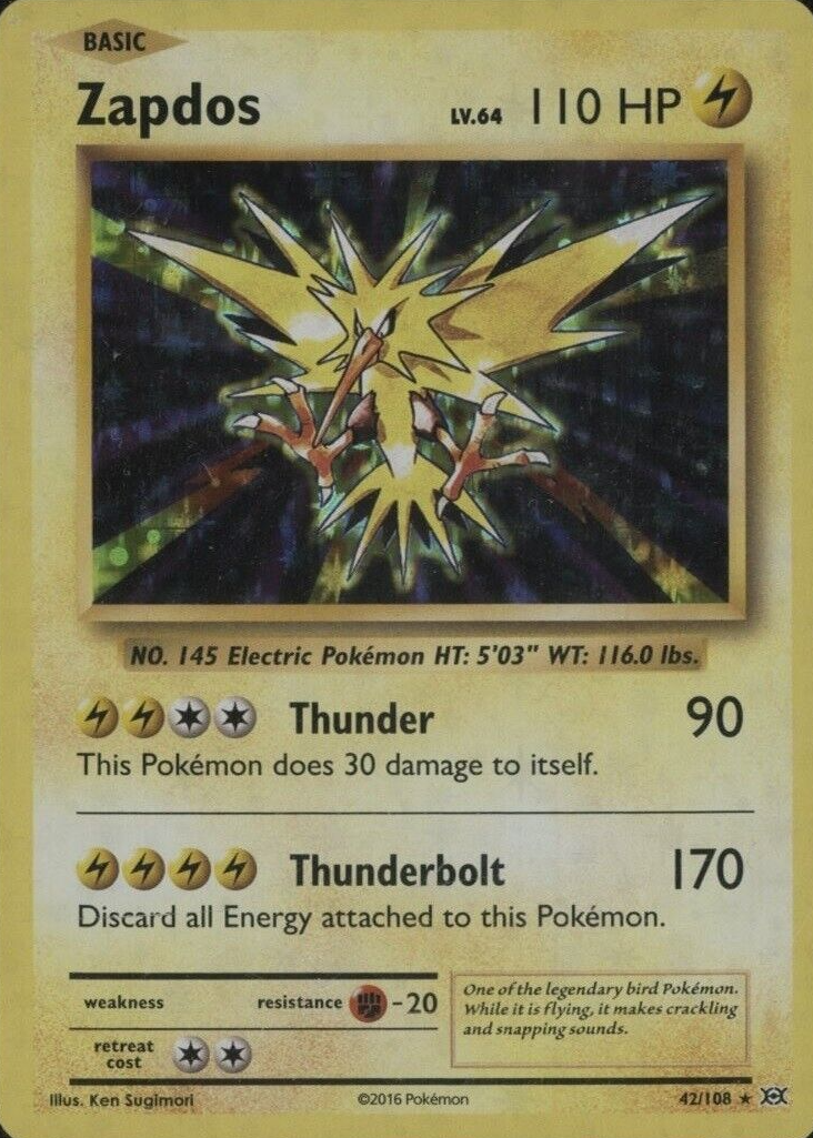 Zapdos 2016 XY: Evolutions #042/108 Holo Price Guide - Sports Card