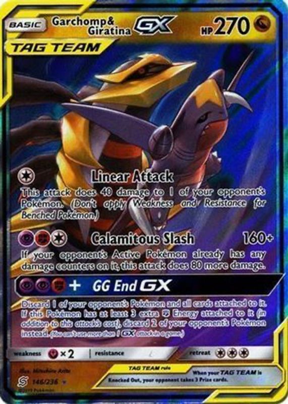 Garchomp & Giratina GX 2019 Sun & Moon: Unified Minds #146/236 Holo RAW TCG (NEAR MINT)