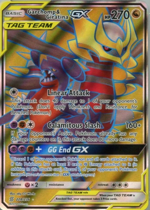 Garchomp & Giratina GX 2019 Sun & Moon: Unified Minds #228/236 Holo (Full Art) SGC 10