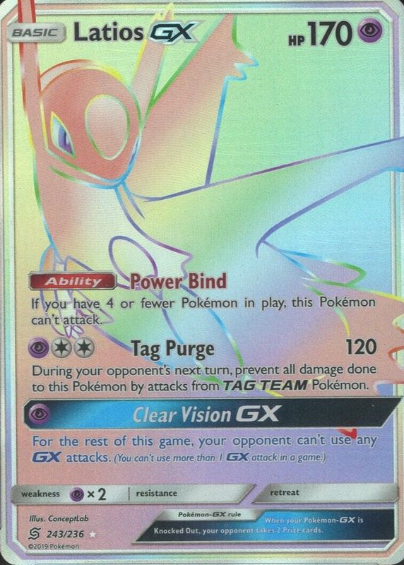 Latios GX 2019 Sun & Moon: Unified Minds #243/236 Holo (Secret) PSA 10