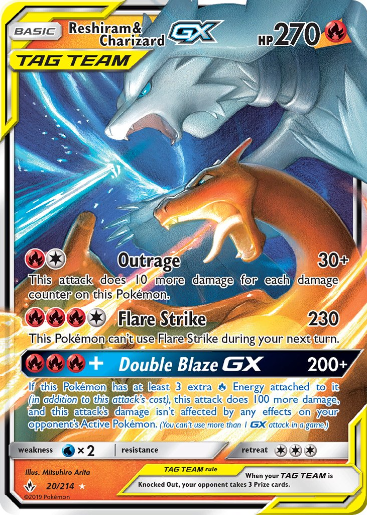 pokemon unbroken bonds rare cards Trading Card Game Sun & Moon Ultra Reshiram & Charizard GX #194 Evolves from Drowzee Type Top 10 Chase Cards in
