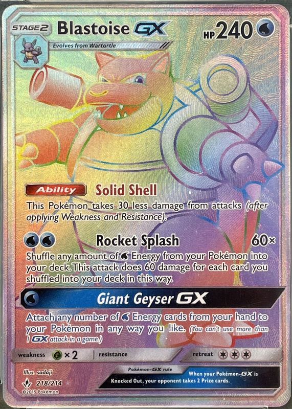 Blastoise GX 2019 Sun & Moon: Unbroken Bonds #218/214 Holo (Secret) CGC 10