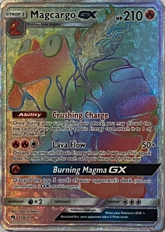 Magcargo GX 2018 Sun & Moon: Lost Thunder #218/214 Holo (Secret) RAW TCG (NEAR MINT)