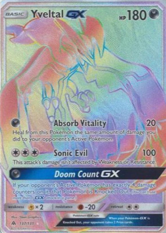 Yveltal GX 2018 Sun & Moon: Forbidden Light #137/131 Holo (Secret) PSA 10