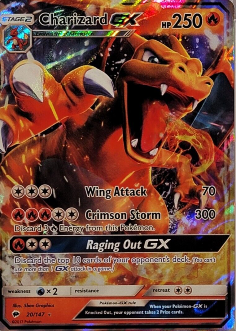 pokemon cards charizard gx hyper rare Pokemon Hidden Fates Ultra Rare Charizard GX SV49 (Damaged)