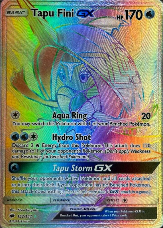 Tapu Fini GX 2017 Sun & Moon: Burning Shadows #152/147 Holo (Secret) CGC 8