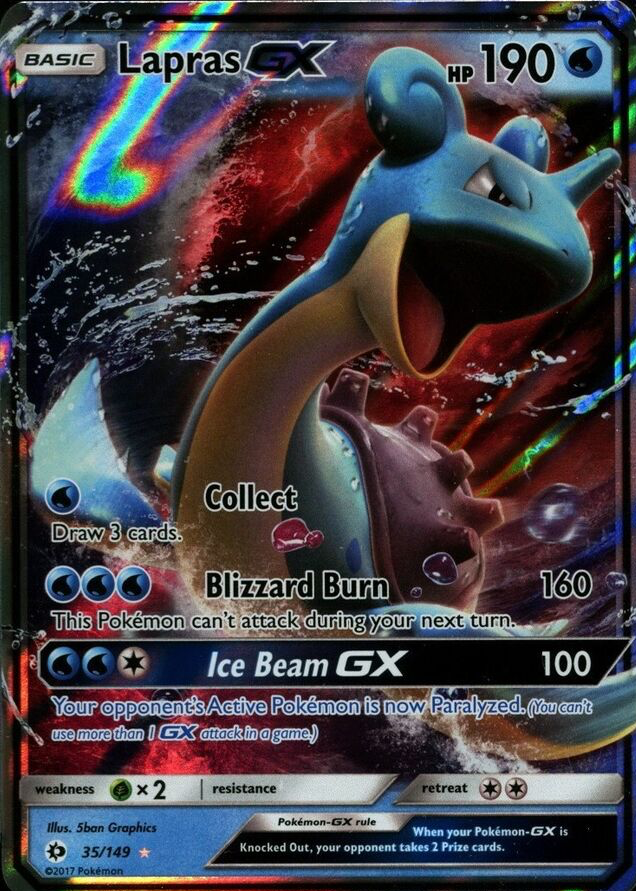 lapras gx pokemon card value  ex 032/142 favorite character Lapras-GX Sun & Moon Pokemon