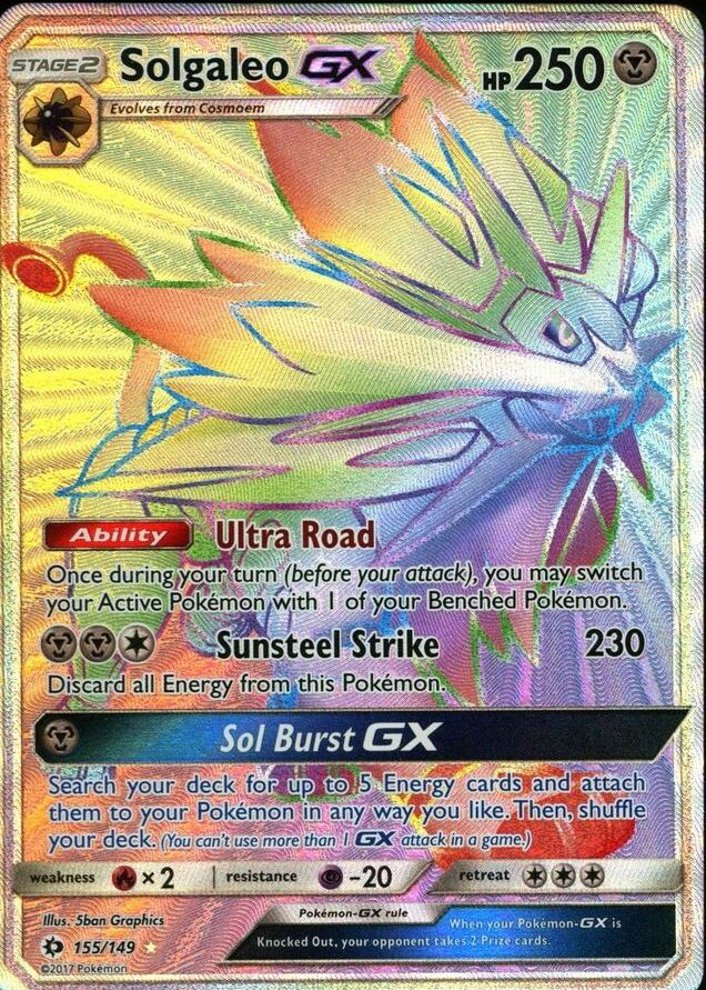 solgaleo gx pokemon card Solgaleo GX Ultra Rare Sun & Moon 89/149, EX Pokemon Card