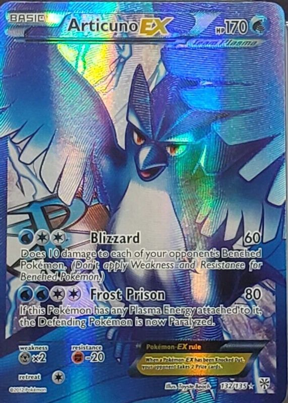 Articuno EX 2013 Black & White: Plasma Storm #132/135 Holo (Full Art) RAW TCG (NEAR MINT)