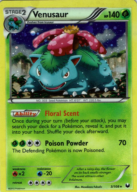 Venusaur 2012 Black & White: Dark Explorers #003/108 Holo SGC 8