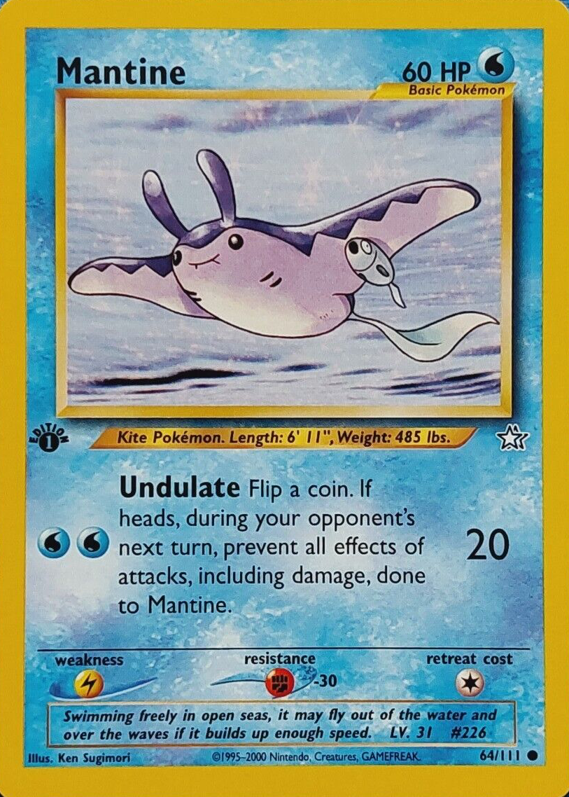 mantine pokemon card price 2000 Japanese Neo #226 CGC 10 GEM MINT on Fanatics Collect Evolves from null Type Mantine 052/202 - SWSH01 Sword