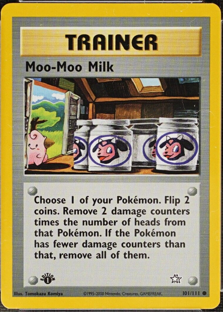 banned pokemon cards moo moo milk PSA 9 Japanese Art (Graded Card)  Phurion Moo-Moo Milk 2000 Neo Genesis