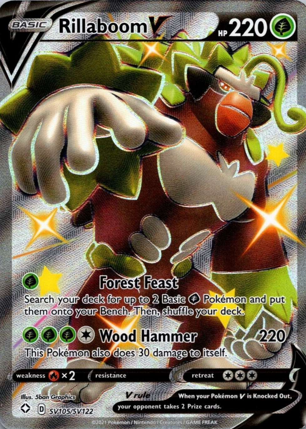 Rillaboom V 2021 Sword & Shield: Shining Fates #SV105 Shiny Rare (Full Art)