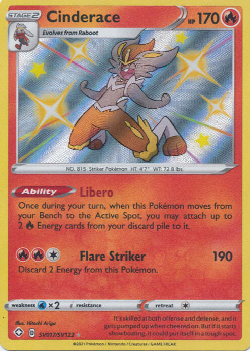 shiny cinderace pokemon card Trading Game Stage 2 Cinderace VMAX (019/072) [Sword &