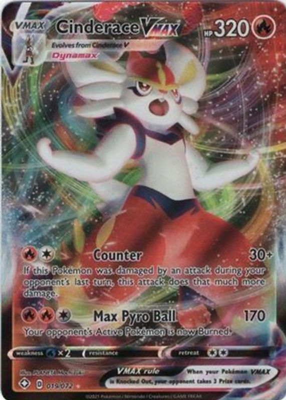 Cinderace VMAX 2021 Shining Fates #019/072 Holo RAW TCG (NEAR MINT)