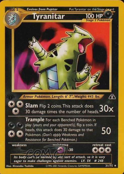 Tyranitar 2001 Neo Discovery #31/75 1st Edition Price Guide