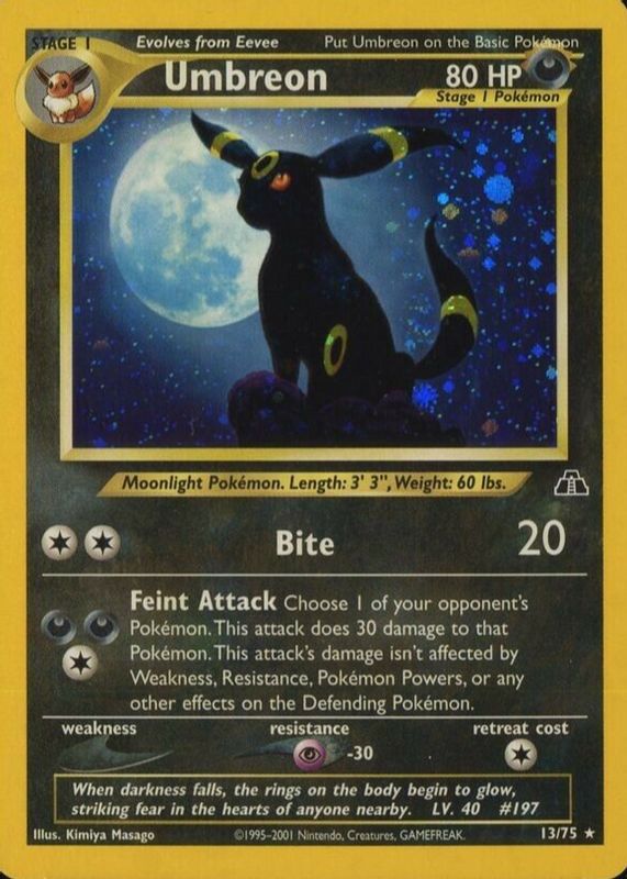 Umbreon 2001 Neo Discovery #13/75 Holo SGC 9.5