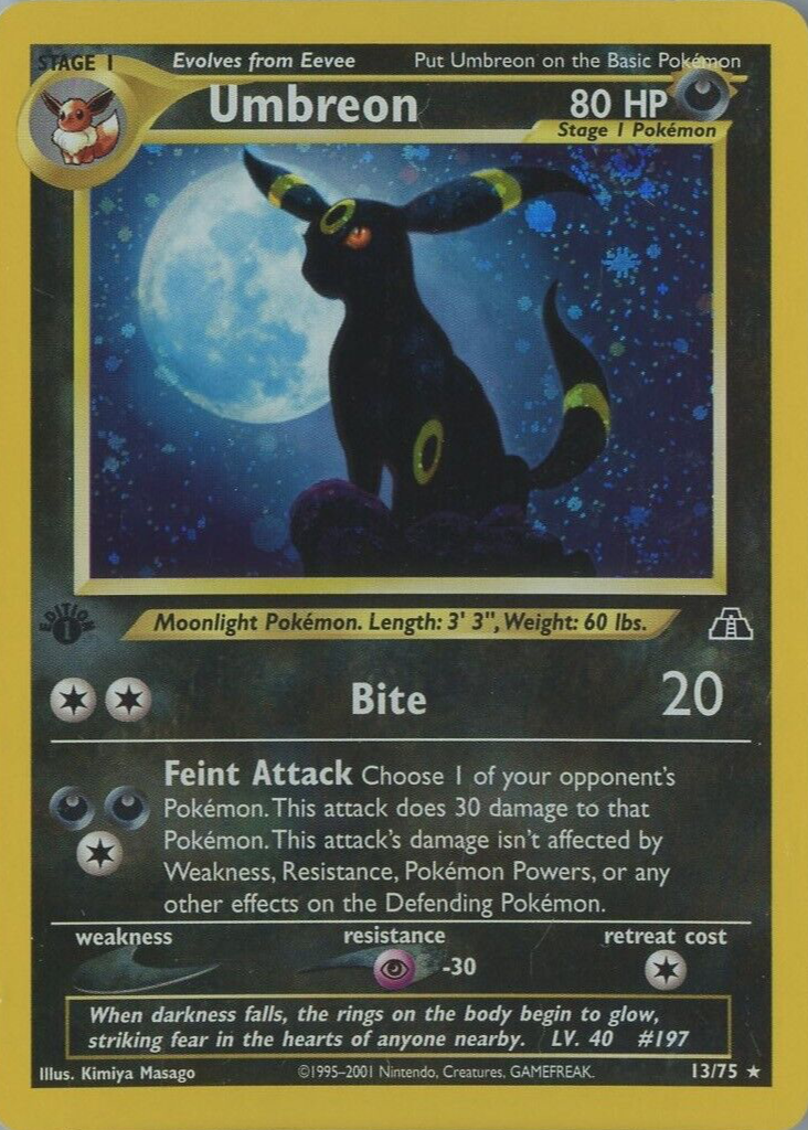 2001 pokemon cards Umbreon 2001 Neo Discovery #13/75 1st Edition Holo Price Guide