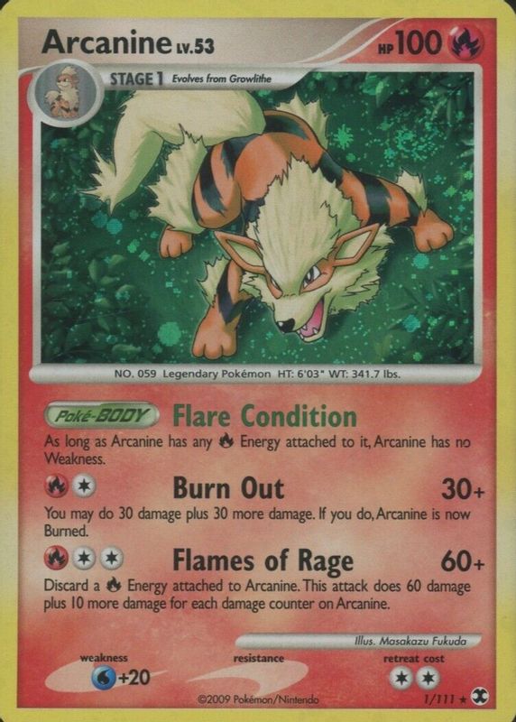 Arcanine 2009 Platinum: Rising Rivals #001/111 Holo