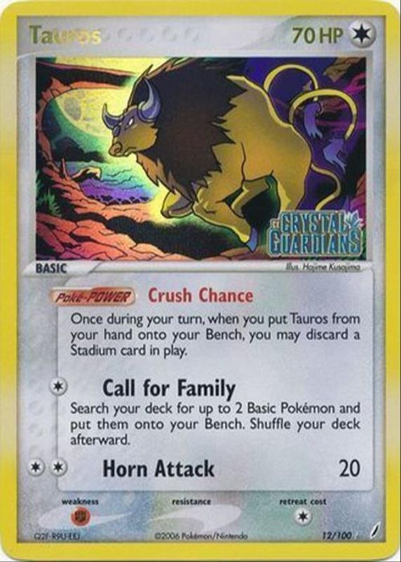 Tauros 2006 EX: Crystal Guardians #012/100 Reverse Holo BGS 10 BLACK LABEL