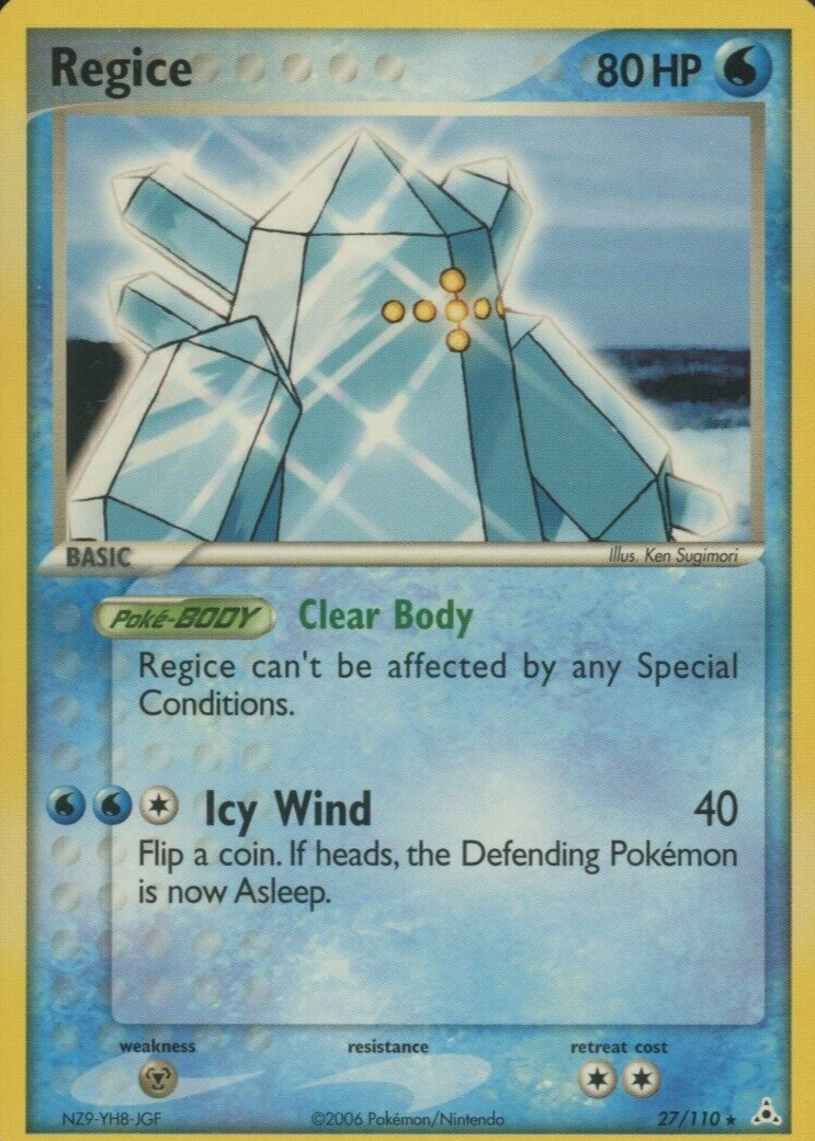 regice pokemon card value Legendary Set - REGIROCK REGISTEEL - Celestial Storm Rare LOT RarityDouble Rare Hit Points230 HP Colorless Regi Charge Attach up to 2 Basic Water Energy cards from your discard pile to this Pokemon Regice 028 - Reverse Holofoil