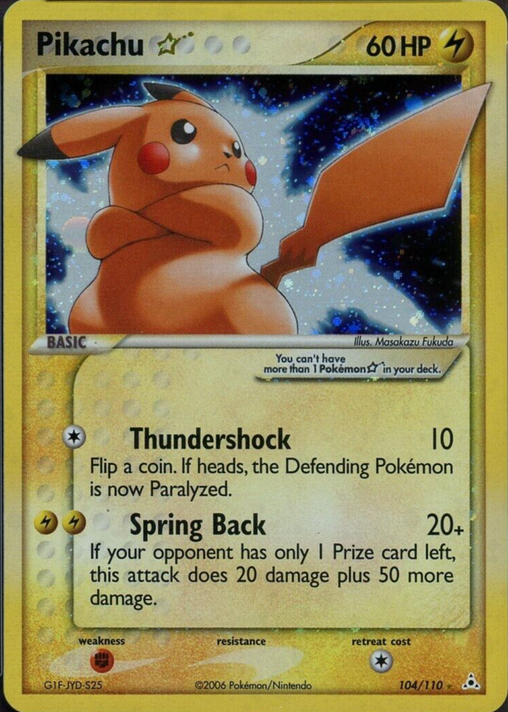 Pikachu Gold Star 104/110 Ultra Rare Ex Holon Phantoms Single Pokemon Card  