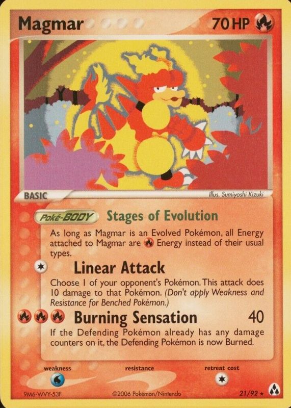 Magmar 2006 EX: Legend Maker #21/92 Base PSA 8