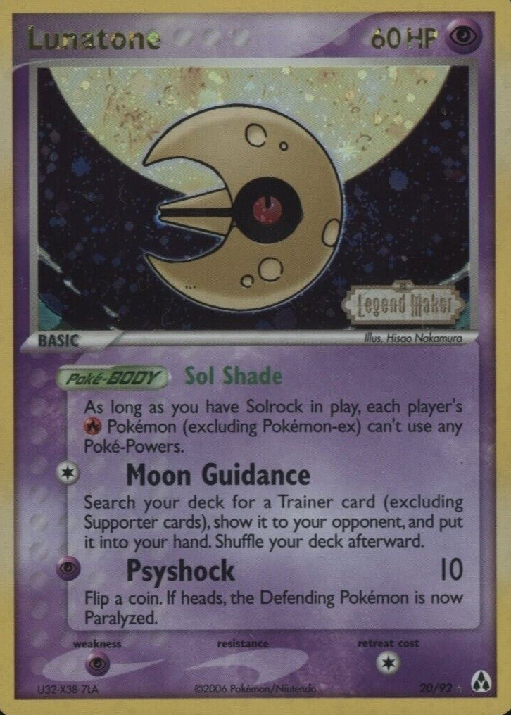 Lunatone 2006 EX: Legend Maker #20/92 Reverse Holo Price Guide - Sports Card  Investor