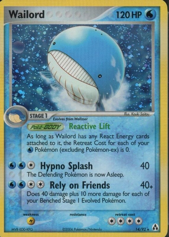 Wailord 2006 EX: Legend Maker #14/92 Holo RAW TCG (NEAR MINT)