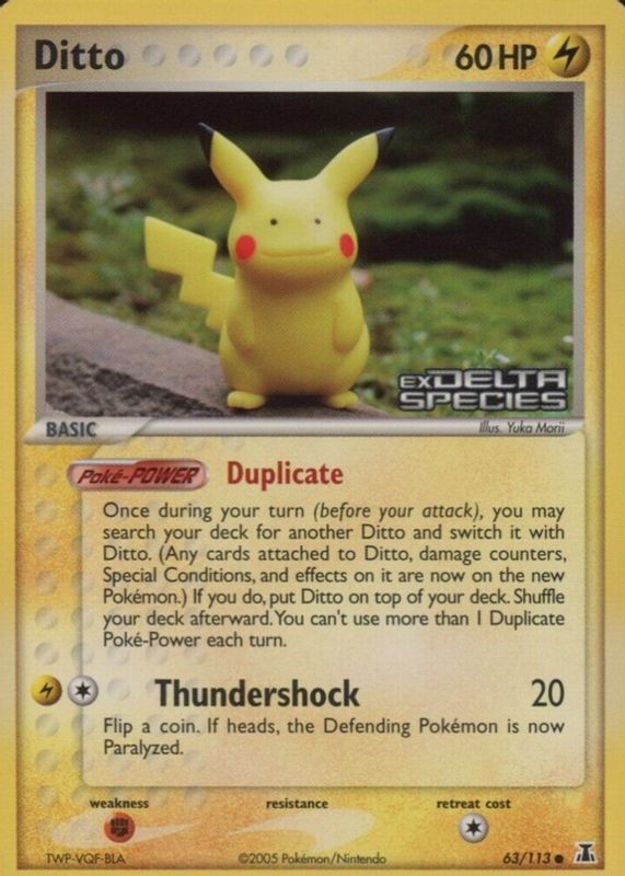 Ditto 2005 EX: Delta Species #063/113 Reverse Holo (Pikachu) CGC 9