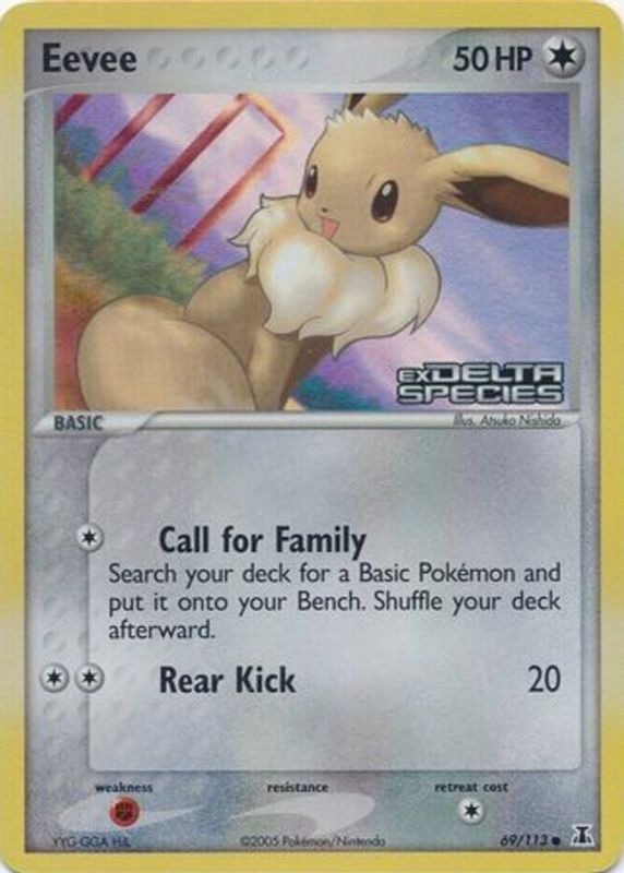 Eevee 2005 EX: Delta Species #069/113 Reverse Holo PSA 9