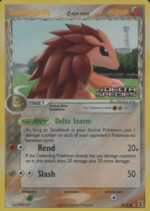 Sandslash 2005 EX: Delta Species #027/113 Reverse Holo PSA 9