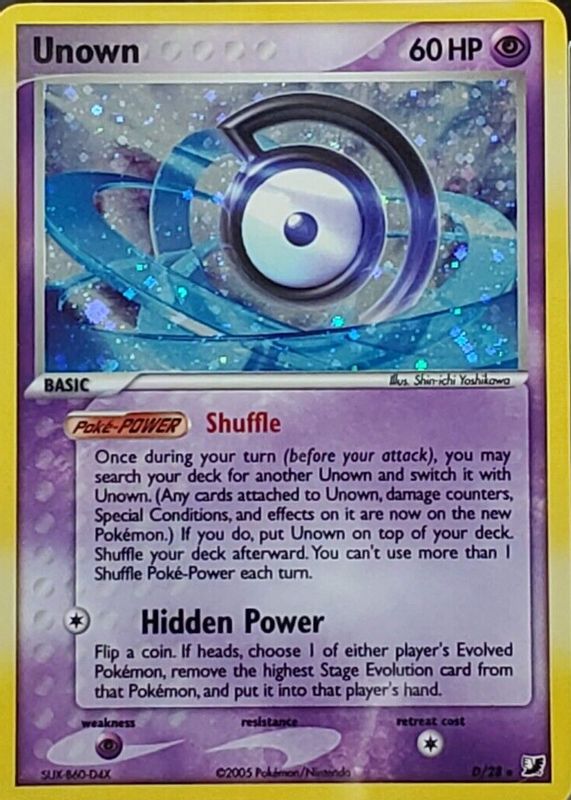 Unown 2005 EX: Unseen Forces #D/28 Holo PSA 10