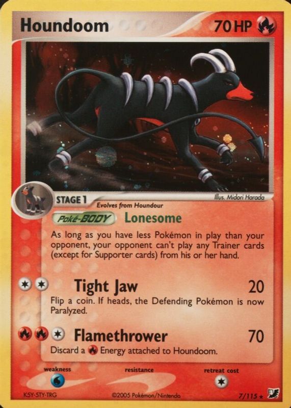 Houndoom 2005 EX: Unseen Forces #007/115 Holo PSA 7