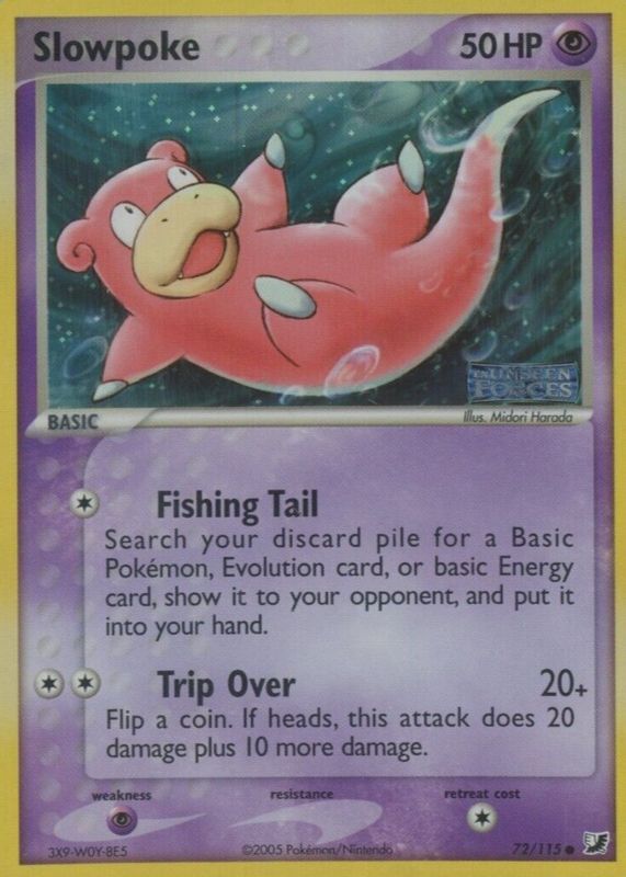 Slowpoke 2005 EX: Unseen Forces #072/115 Reverse Holo BGS 8