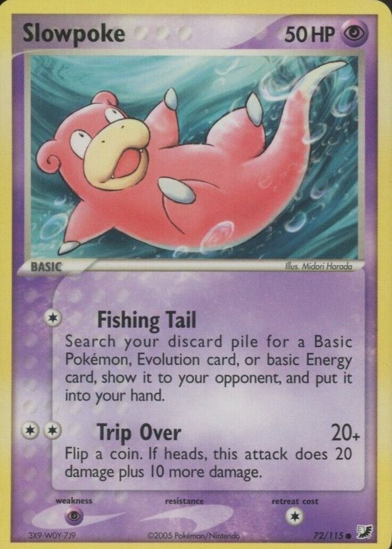 Slowpoke 2005 EX: Unseen Forces #072/115 Base RAW TCG (NEAR MINT)