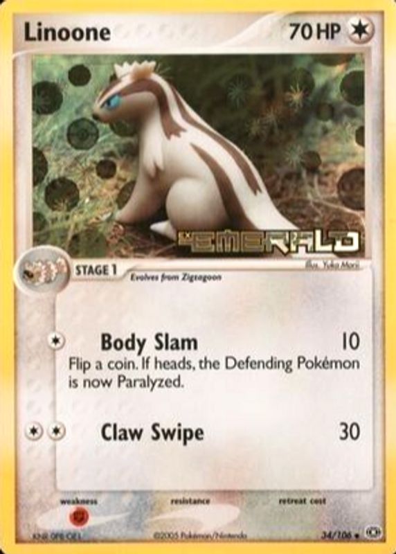 Linoone 2005 EX: Emerald #034/106 Reverse Holo RAW TCG (NEAR MINT)