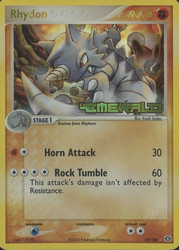 Rhydon 2005 EX: Emerald #019/106 Reverse Holo SGC 9.5