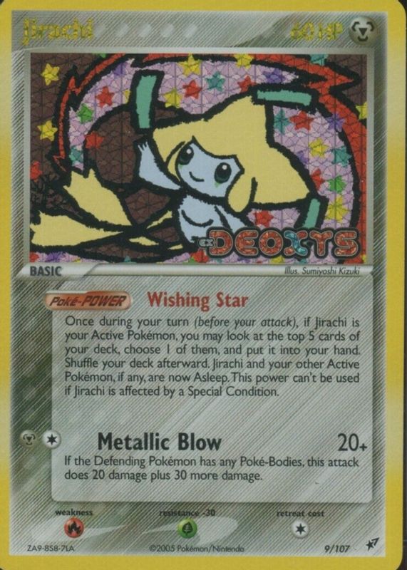 Jirachi 2005 EX: Deoxys #009/107 Reverse Holo PSA 9