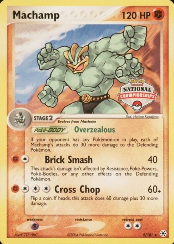 Machamp 2004 EX: Hidden Legends #009/112 Base (National Championships) RAW TCG (NEAR MINT)