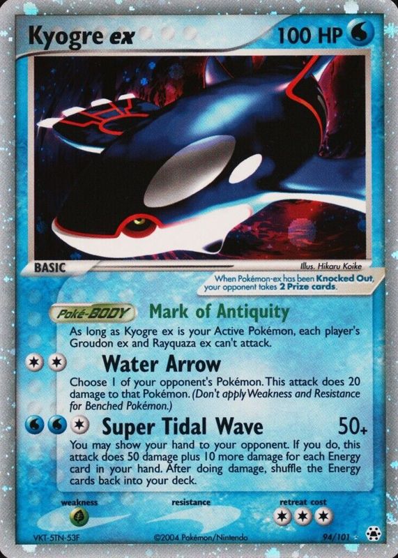 Kyogre ex 2004 EX: Hidden Legends #094/101 Holo BGS 10 BLACK LABEL