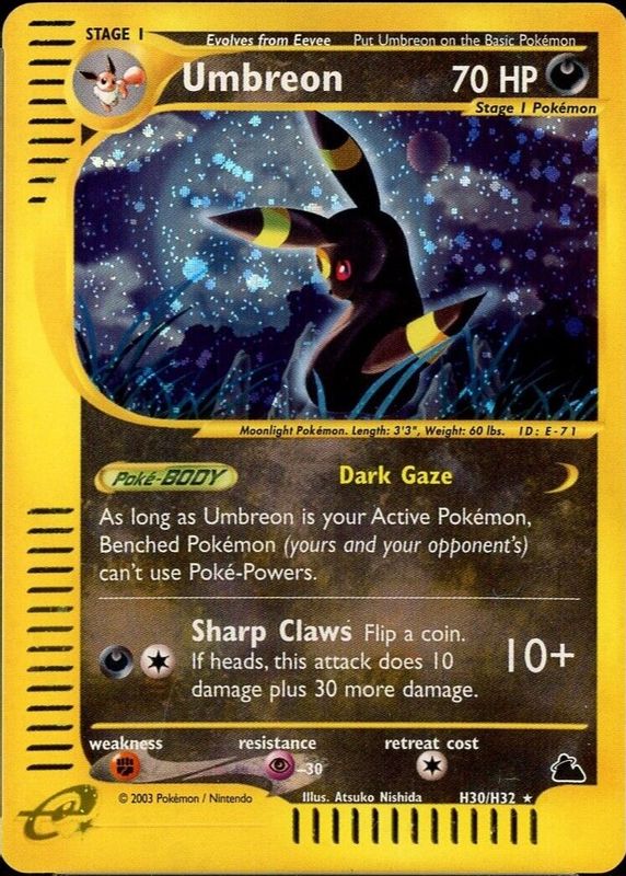 Umbreon 2003 Skyridge #H30 Holo SGC 9.5