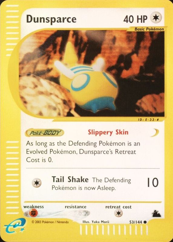 Dunsparce 2003 Skyridge #053/144 Reverse Holo PSA 7