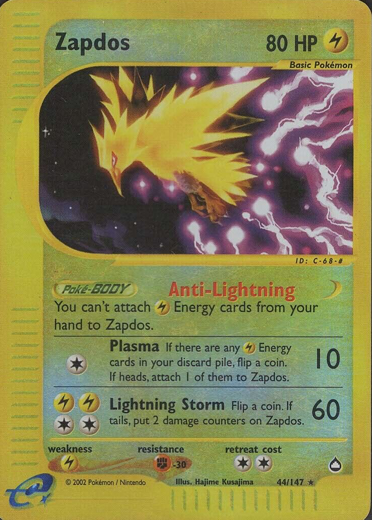 Zapdos 2003 Aquapolis #044/147 Reverse Holo Price Guide - Sports