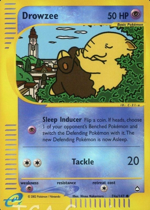 Drowzee 2003 Aquapolis #74a/147 Reverse Holo PSA 10