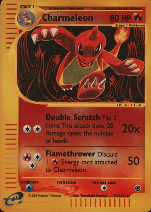 2002 charmeleon pokemon card 37/110 Legendary Collection Reverse Holo - NOT real just for show - Proxy NOT replica Charmeleon 2002 Expedition #073/165 Reverse