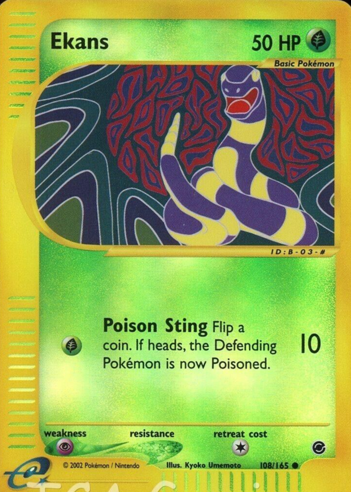 1995 ekans pokemon card Team Rocket Unlimited: 56/82 [1G] Wrap (20) Flip a coin Ekans 46/62 Fossil Regular for