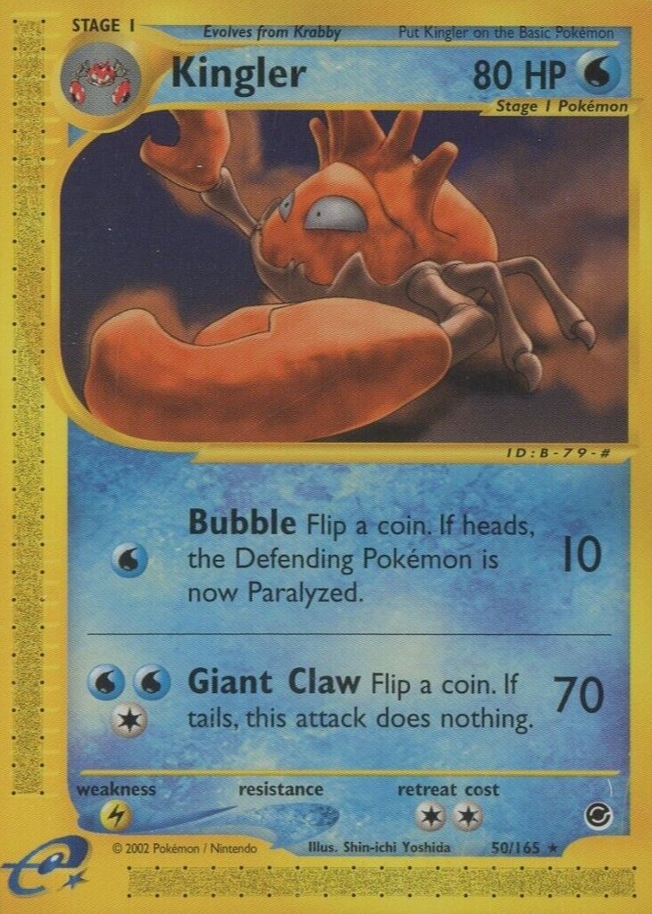 kingler pokemon card value KINGLER #38/62 POKMON CARD 1995